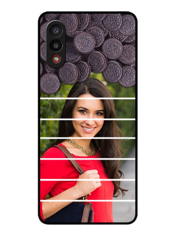 Custom Galaxy M02 Custom Glass Phone Case - with Oreo Biscuit Design