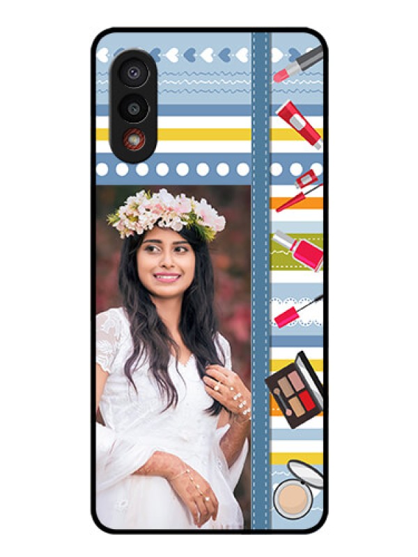 Custom Galaxy M02 Personalized Glass Phone Case - Makeup Icons Design