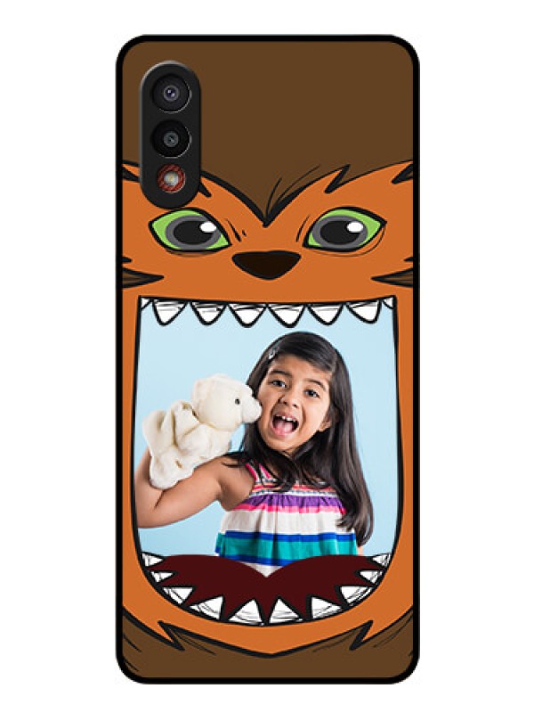 Custom Galaxy M02 Photo Printing on Glass Case - Owl Monster Back Case Design