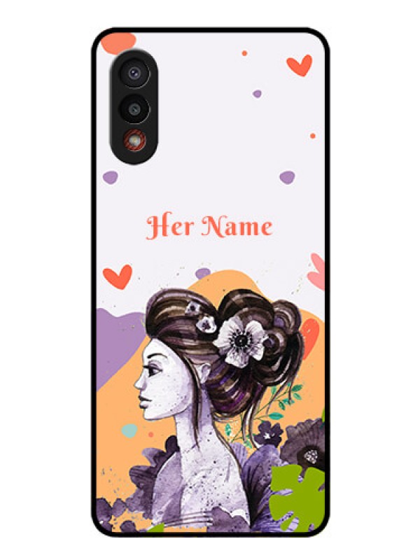 Custom Galaxy M02 Personalized Glass Phone Case - Woman And Nature Design