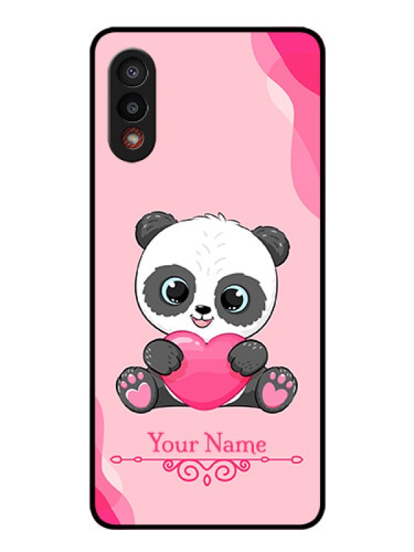 Custom Galaxy M02 Custom Glass Mobile Case - Cute Panda Design