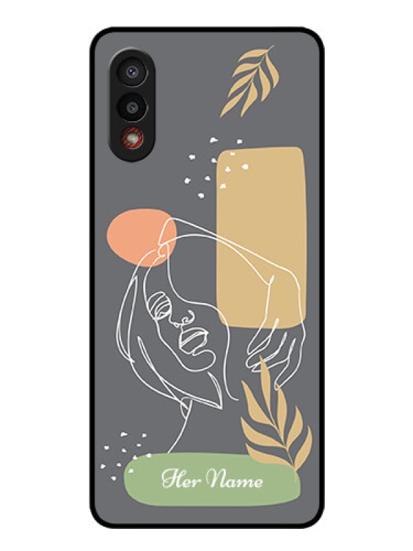 Custom Galaxy M02 Custom Glass Phone Case - Gazing Woman line art Design
