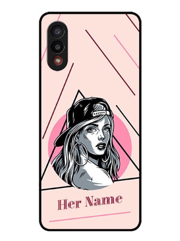 Custom Galaxy M02 Personalized Glass Phone Case - Rockstar Girl Design