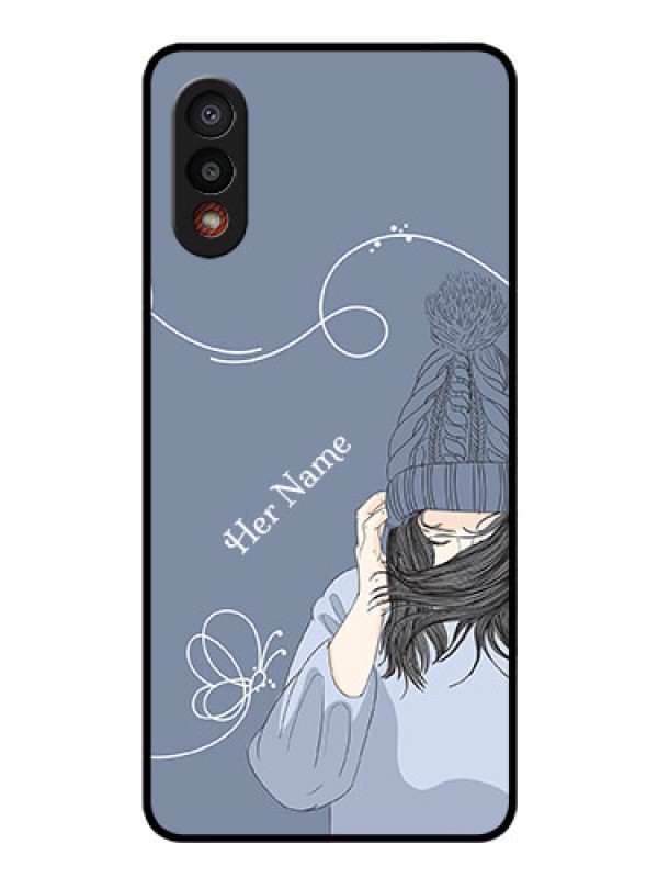 Custom Galaxy M02 Custom Glass Mobile Case - Girl in winter outfit Design