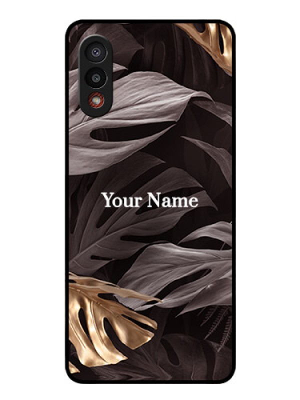 Custom Galaxy M02 Personalised Glass Phone Case - Wild Leaves digital paint Design