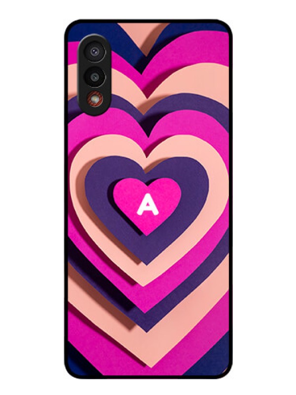 Custom Galaxy M02 Custom Glass Mobile Case - Cute Heart Pattern Design