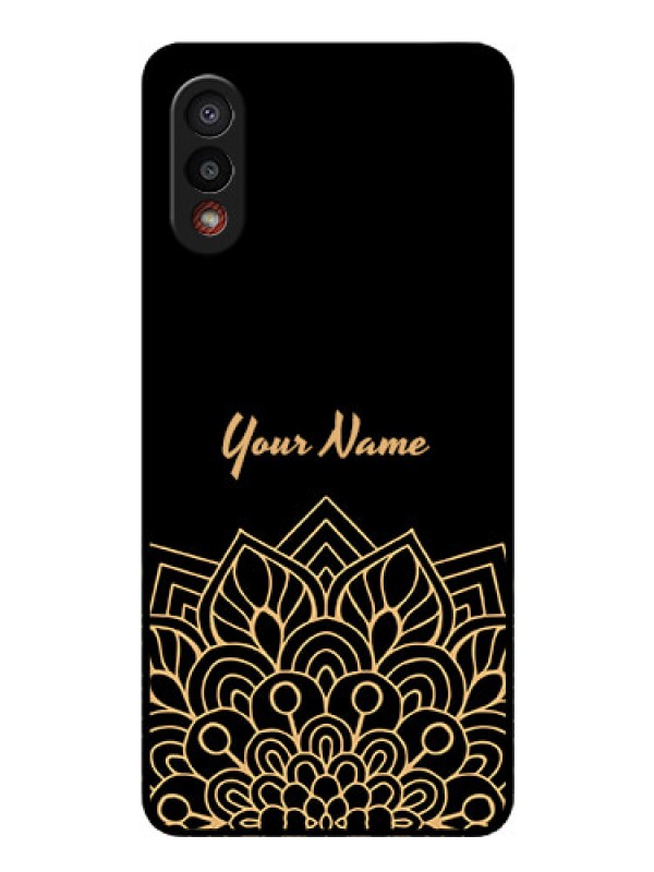 Custom Galaxy M02 Custom Glass Phone Case - Golden mandala Design
