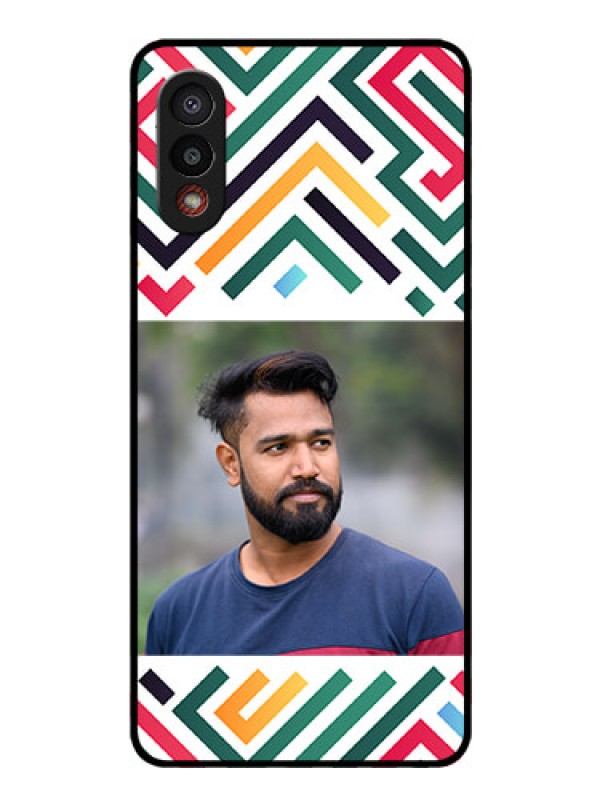 Custom Galaxy M02 Personalized Glass Phone Case - Colorful Maze Pattern Design