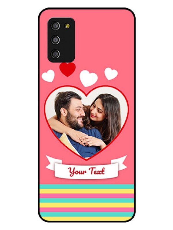 Custom Galaxy M02s Photo Printing on Glass Case  - Love Doodle Design