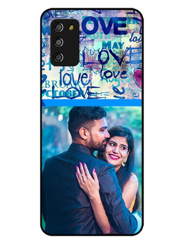 Custom Galaxy M02s Custom Glass Mobile Case  - Colorful Love Design