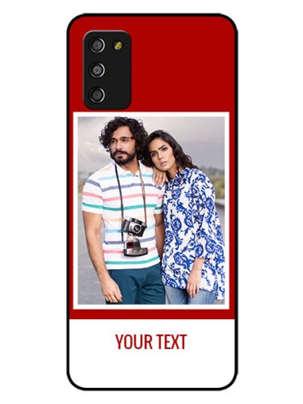 Custom Galaxy M02s Personalized Glass Phone Case  - Simple Red Color Design