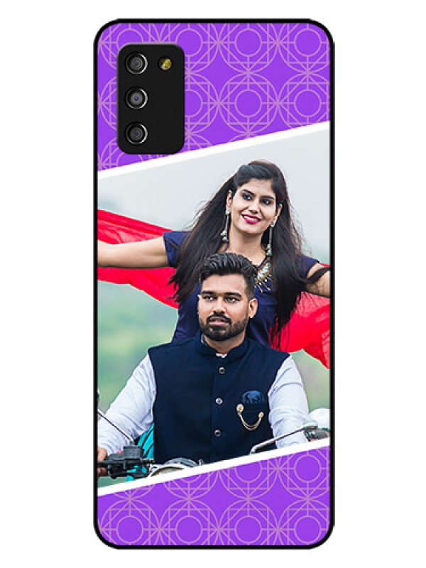 Custom Galaxy M02s Custom Glass Phone Case  - Violet Pattern Design