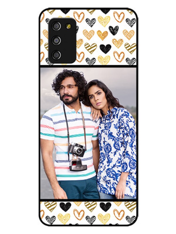 Custom Galaxy M02s Photo Printing on Glass Case  - Love Symbol Design