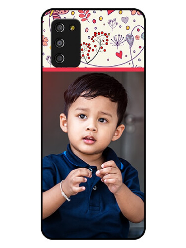 Custom Galaxy M02s Custom Glass Mobile Case  - Premium Floral Design