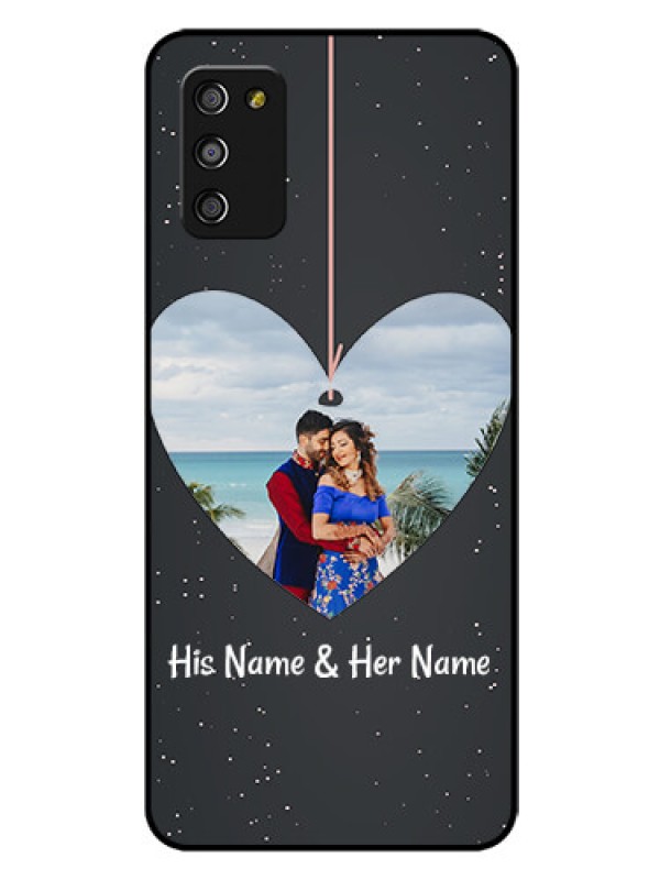 Custom Galaxy M02s Custom Glass Phone Case  - Hanging Heart Design