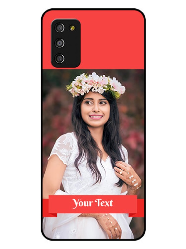 Custom Galaxy M02s Custom Glass Phone Case  - Simple Red Color Design