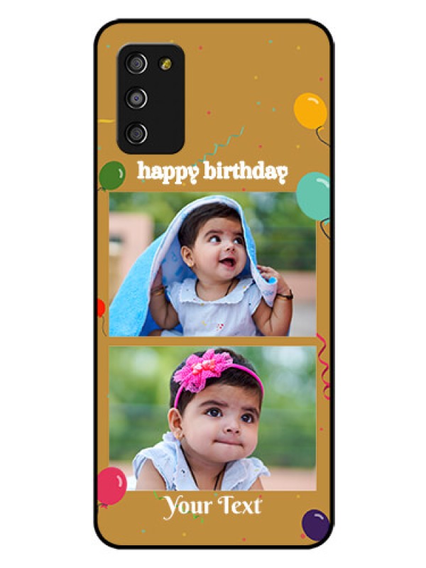Custom Galaxy M02s Personalized Glass Phone Case  - Image Holder with Birthday Celebrations Design