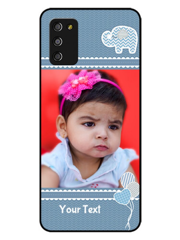 Custom Galaxy M02s Photo Printing on Glass Case  - with Kids Pattern Design