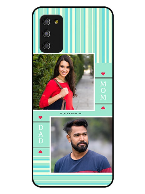 Custom Galaxy M02s Custom Glass Phone Case  - Mom & Dad Pic Design