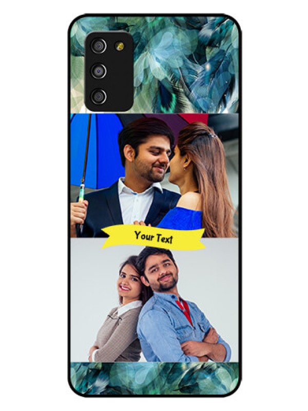 Custom Galaxy M02s Personalized Glass Phone Case  - Image with Boho Peacock Feather Design