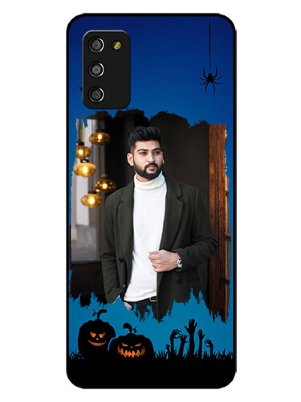 Custom Galaxy M02s Photo Printing on Glass Case  - with pro Halloween design 