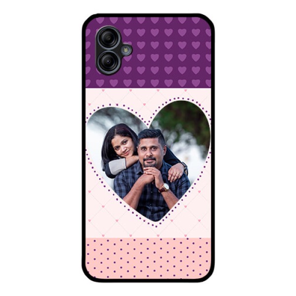 Galaxy M04 Custom Glass Phone Case - Violet Love Dots Design
