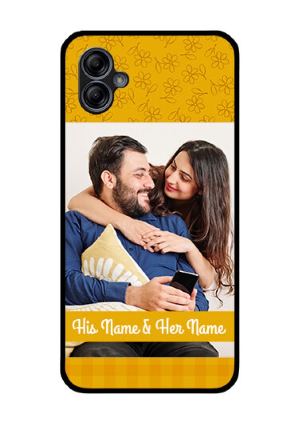Galaxy M04 Custom Glass Mobile Case - Yellow Floral Design