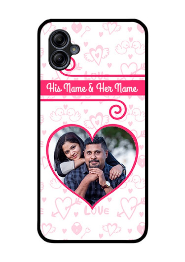 Galaxy M04 Personalized Glass Phone Case - Heart Shape Love Design