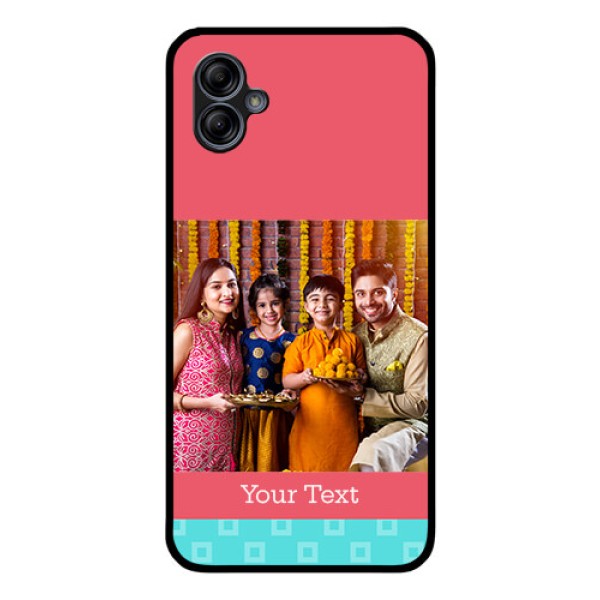 Galaxy M04 Personalized Glass Phone Case - Peach & Blue Color Design Galaxy M04 Personalized Glass Phone Case - Peach & Blue Color Design