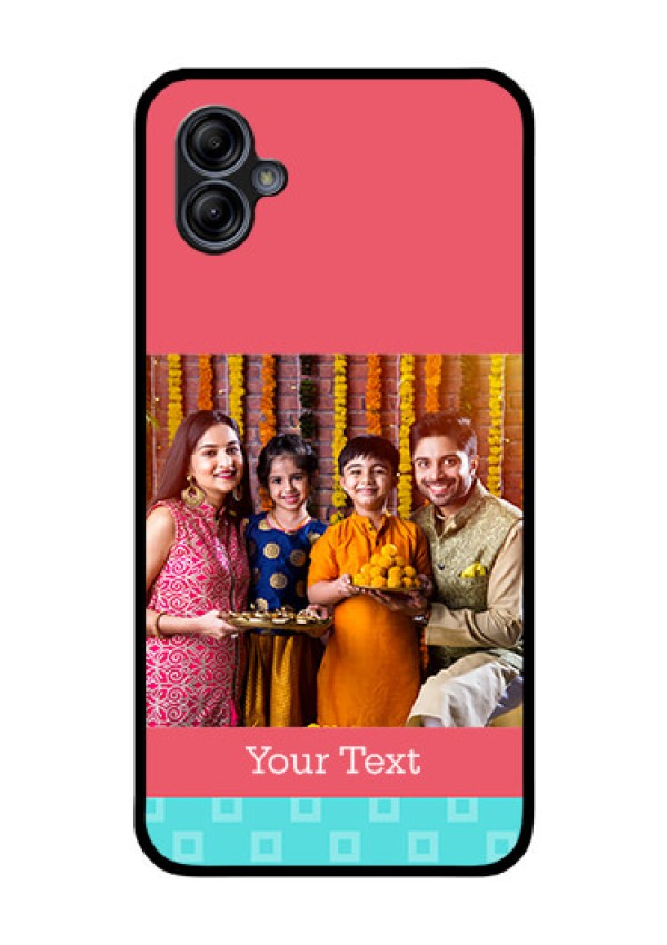 Galaxy M04 Personalized Glass Phone Case - Peach & Blue Color Design