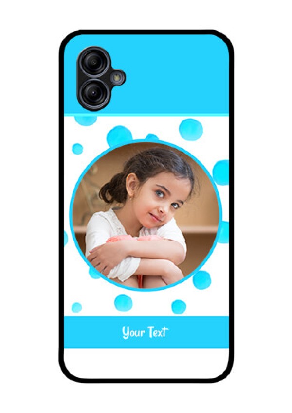 Galaxy M04 Photo Printing on Glass Case - Blue Bubbles Pattern Design