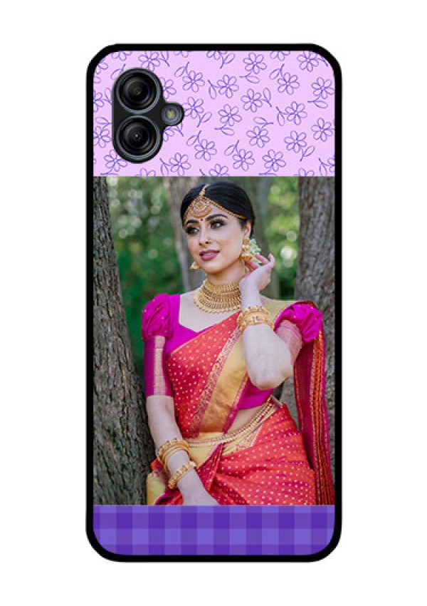 Galaxy M04 Custom Glass Phone Case - Purple Floral Design