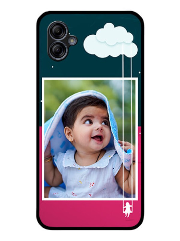 Custom Galaxy M04 Custom Glass Phone Case - Cute Girl with Cloud Design