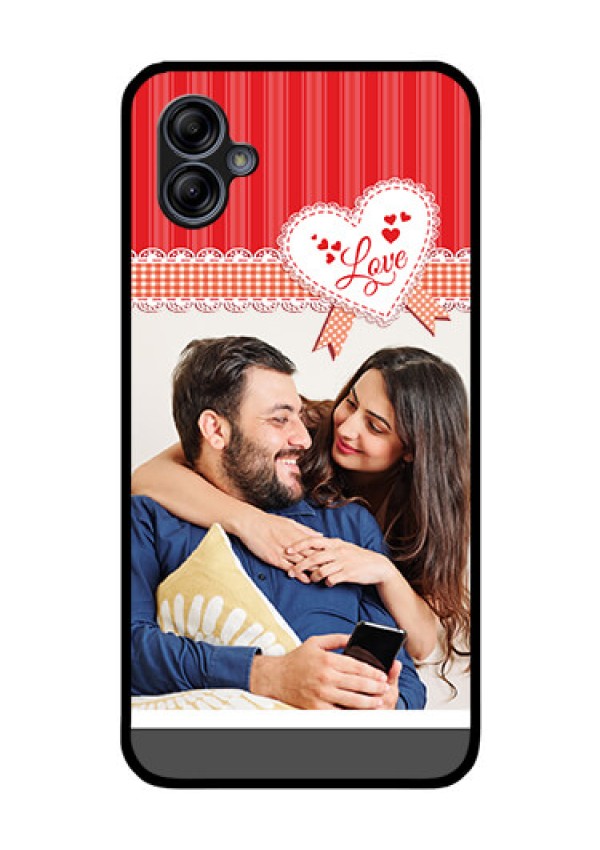 Galaxy M04 Custom Glass Mobile Case - Red Love Pattern Design
