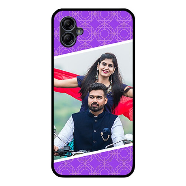 Galaxy M04 Custom Glass Phone Case - Violet Pattern Design