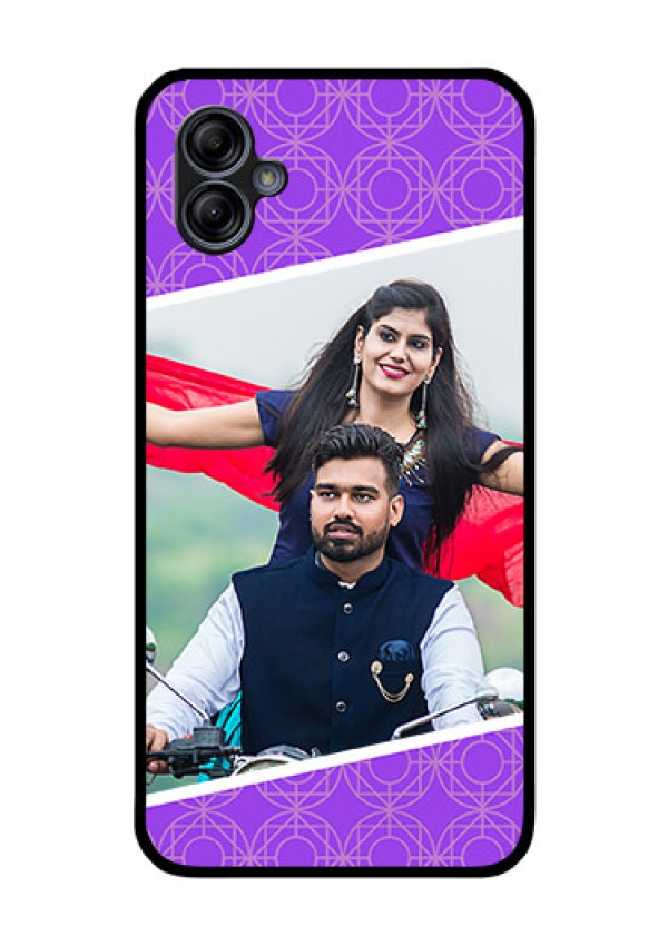 Galaxy M04 Custom Glass Phone Case - Violet Pattern Design