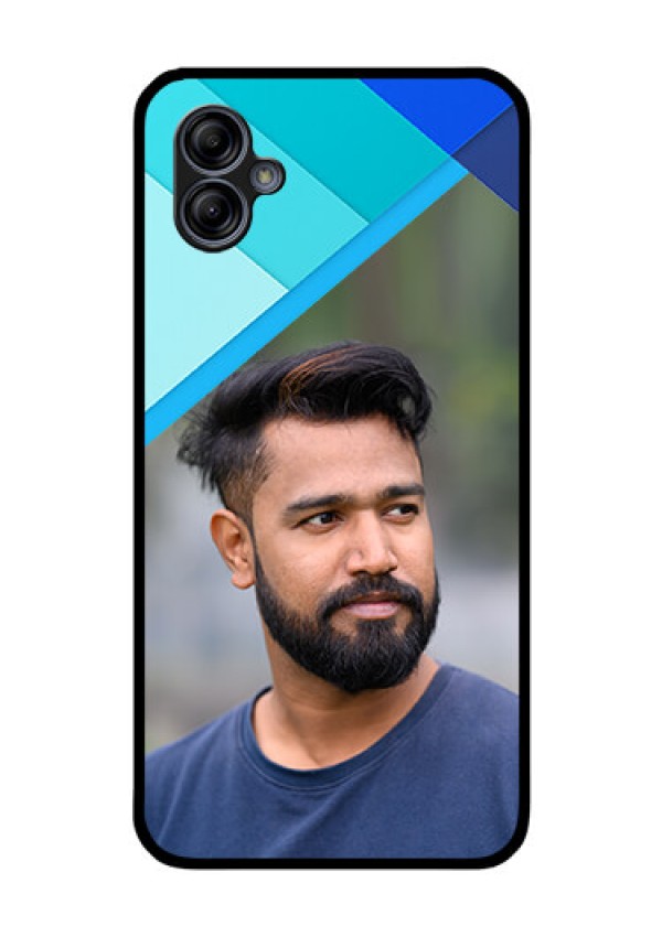 Galaxy M04 Custom Glass Phone Case - Blue Pattern Design