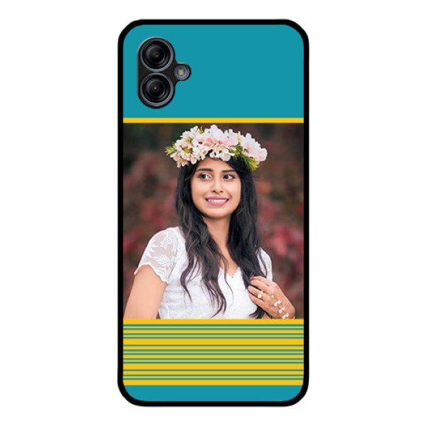 Galaxy M04 Custom Glass Phone Case - Yellow & Blue Design