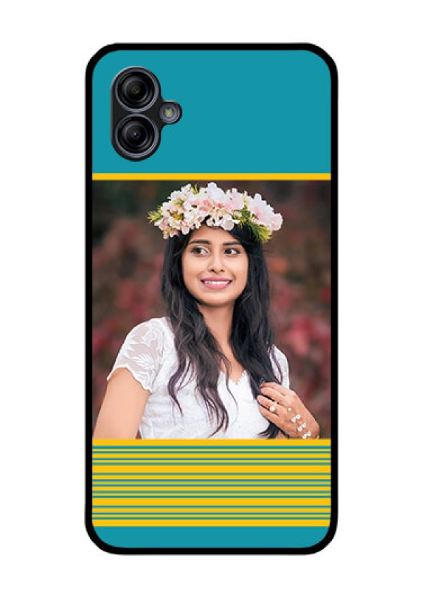 Galaxy M04 Custom Glass Phone Case - Yellow & Blue Design