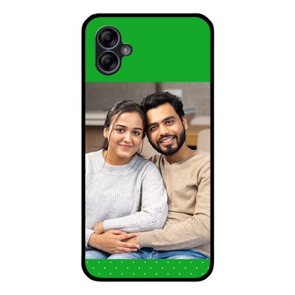 Galaxy M04 Personalized Glass Phone Case - Green Pattern Design