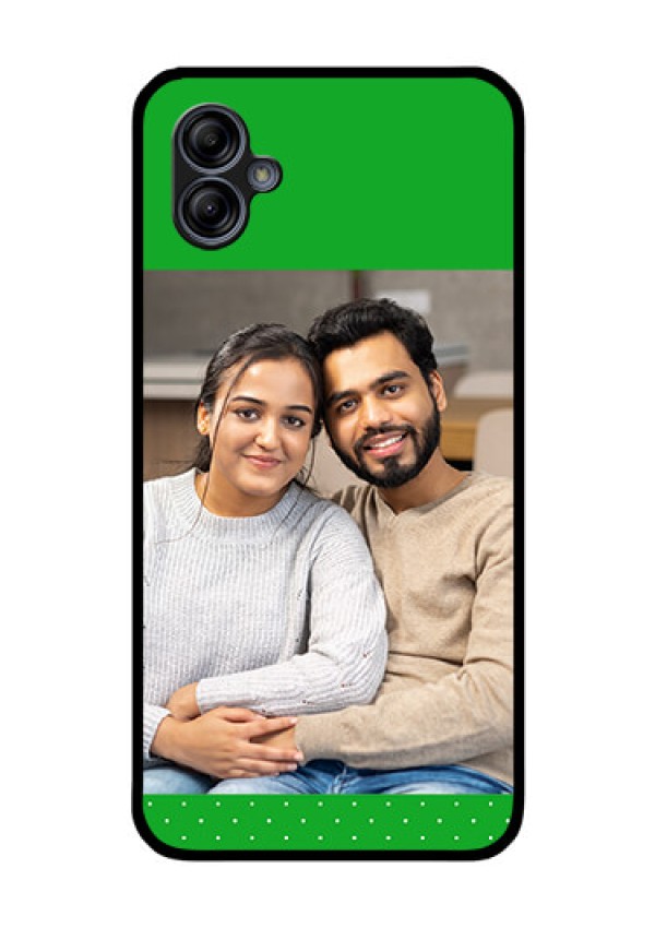Galaxy M04 Personalized Glass Phone Case - Green Pattern Design
