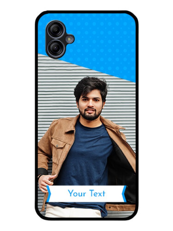 Custom Galaxy M04 Photo Printing on Glass Case - Simple Blue Color Design