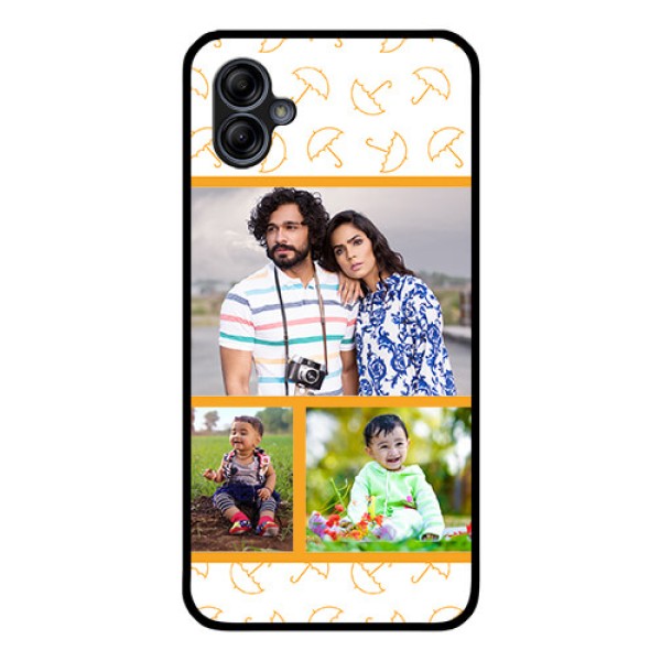 Galaxy M04 Custom Glass Mobile Case - Yellow Pattern Design