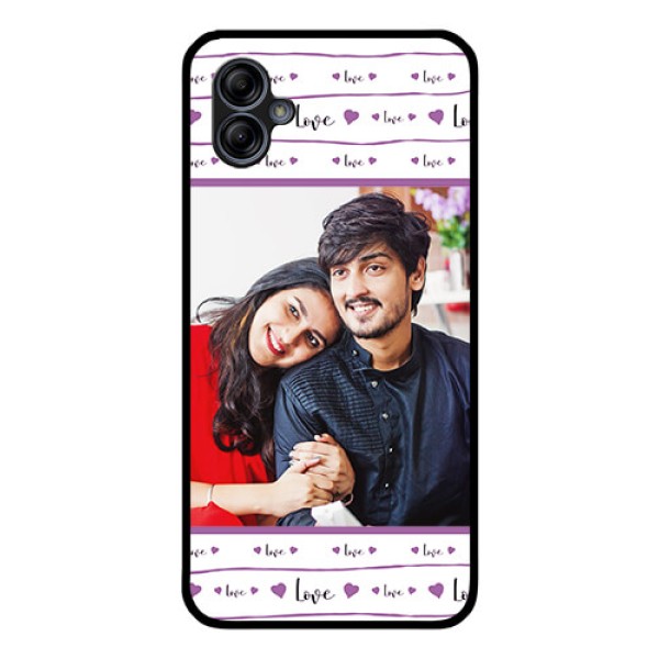Galaxy M04 Custom Glass Mobile Case - Couples Heart Design