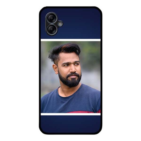 Galaxy M04 Personalized Glass Phone Case - Simple Royal Blue Design Galaxy M04 Personalized Glass Phone Case - Simple Royal Blue Design