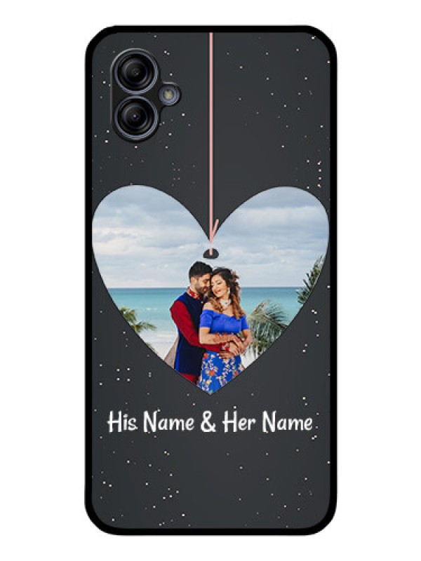 Custom Galaxy M04 Custom Glass Phone Case - Hanging Heart Design