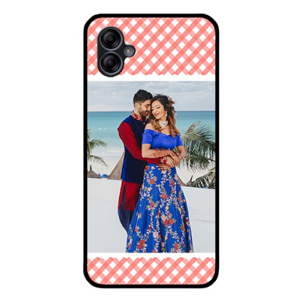 Galaxy M04 Personalized Glass Phone Case - Pink Pattern Design