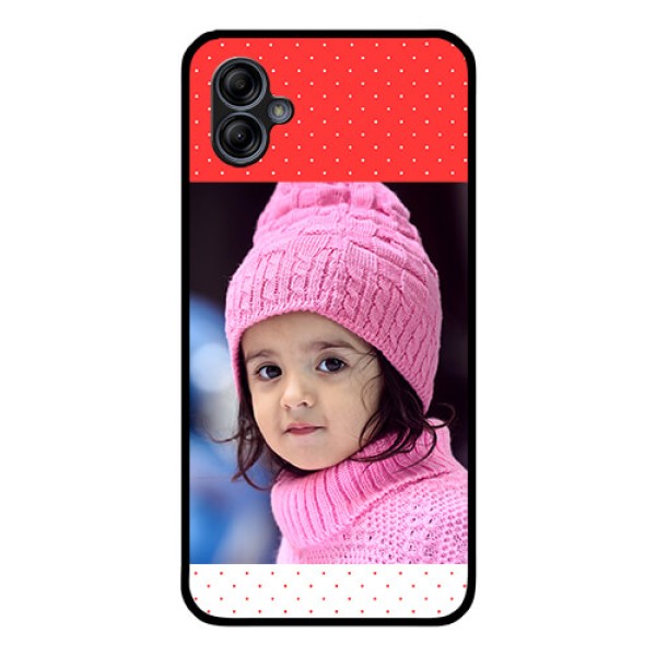 Galaxy M04 Photo Printing on Glass Case - Red Pattern Design