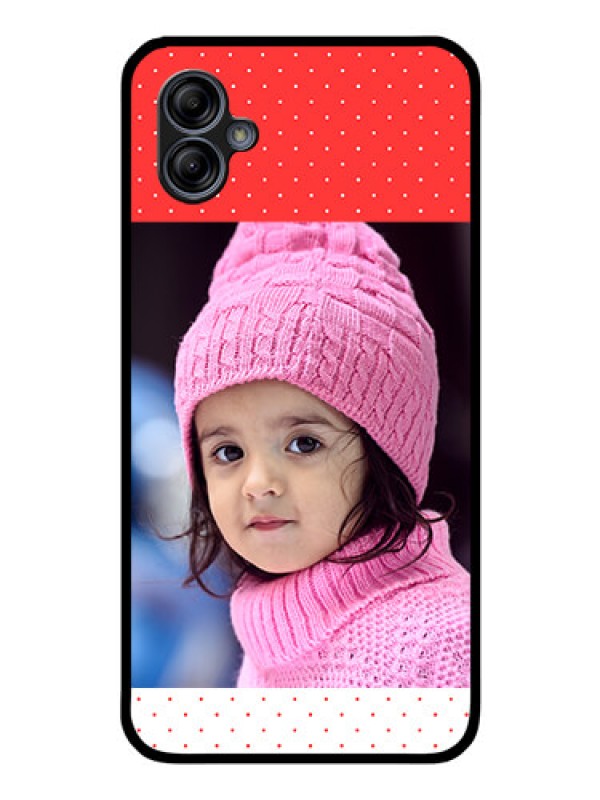 Custom Galaxy M04 Photo Printing on Glass Case - Red Pattern Design