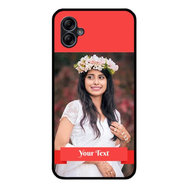 Galaxy M04 Custom Glass Phone Case - Simple Red Color Design Galaxy M04 Custom Glass Phone Case - Simple Red Color Design
